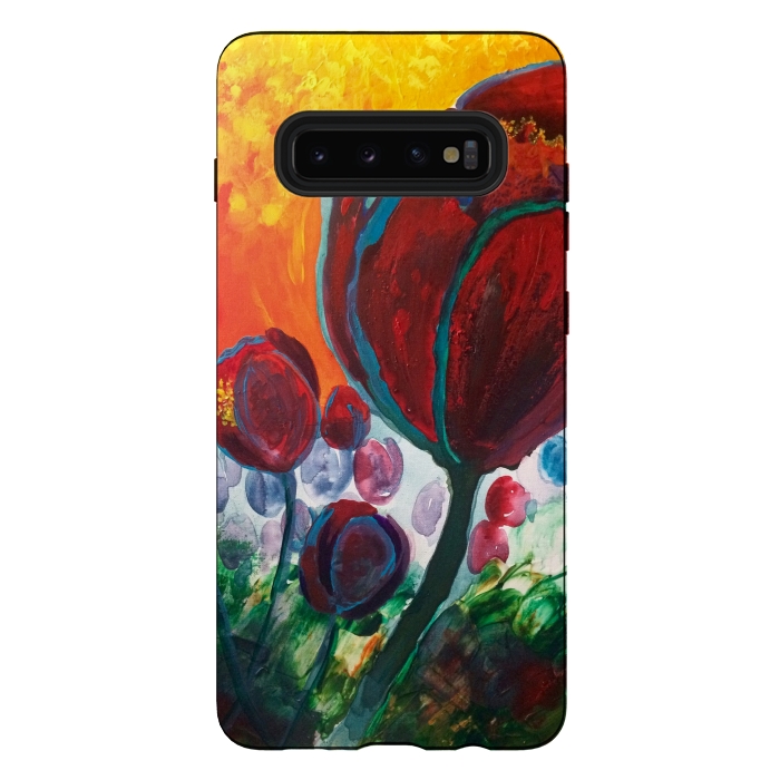 Galaxy S10 plus StrongFit Blue High Tulips on Fire by ANoelleJay