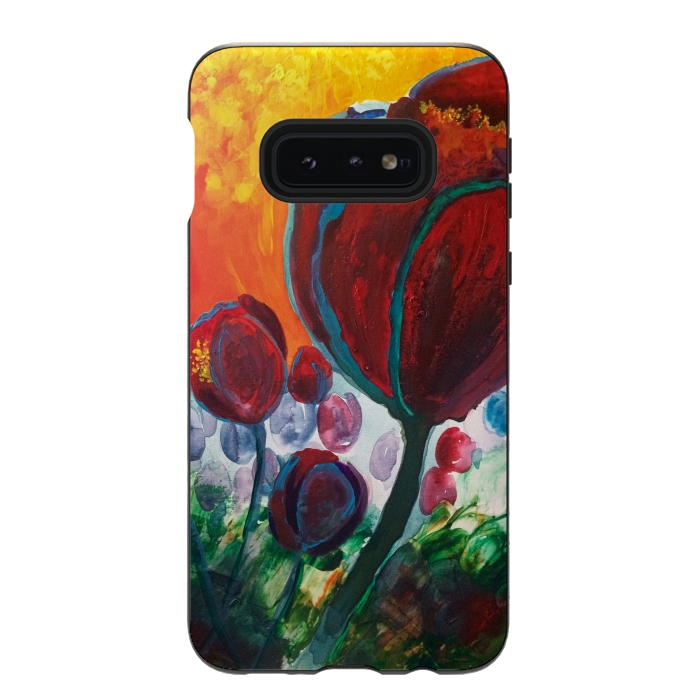 Galaxy S10e StrongFit Blue High Tulips on Fire by ANoelleJay