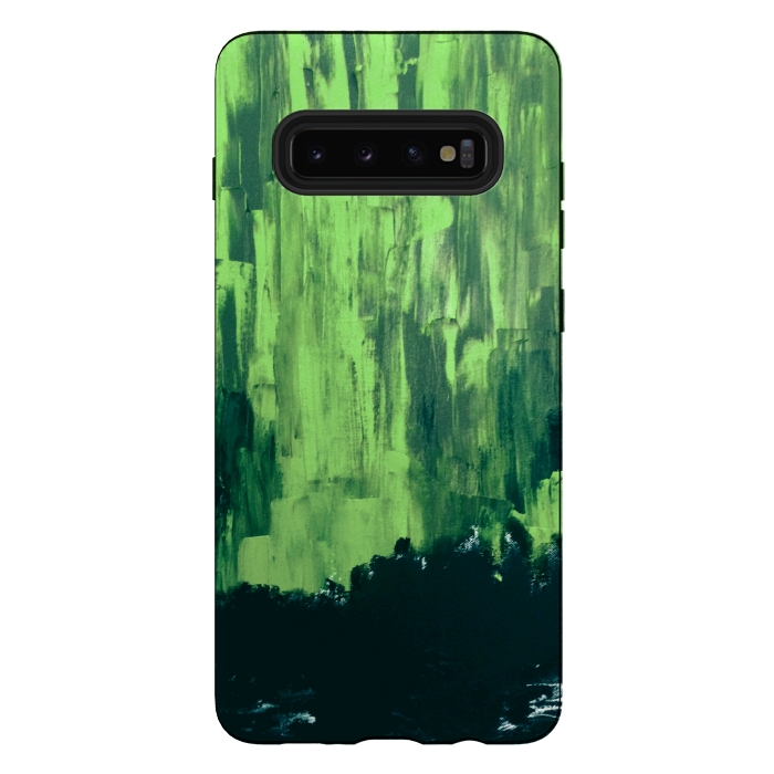 Galaxy S10 plus StrongFit Lime Green Northern Lights by ANoelleJay