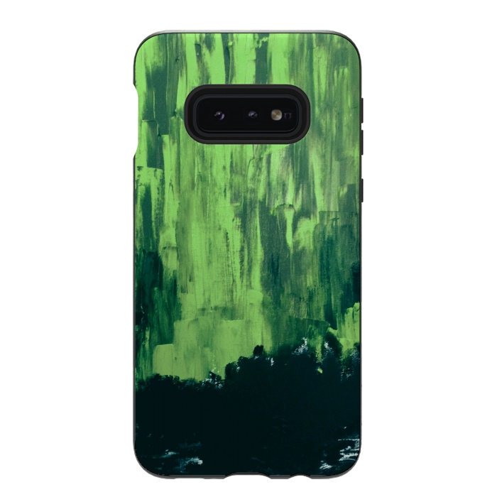 Galaxy S10e StrongFit Lime Green Northern Lights by ANoelleJay