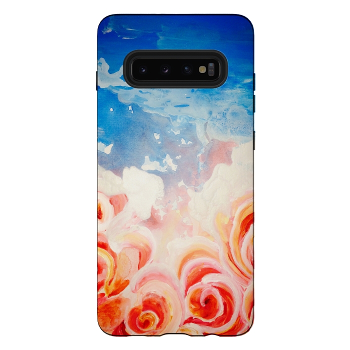 Galaxy S10 plus StrongFit Peachy Roses by ANoelleJay
