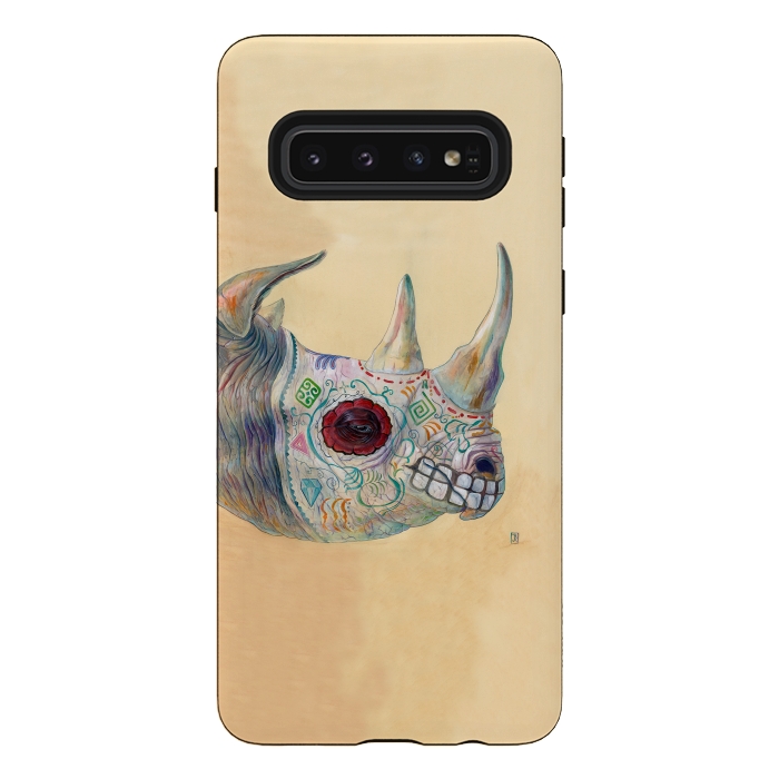 Galaxy S10 StrongFit Day of the Dead Rhino by Brandon Keehner