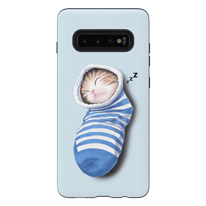 Galaxy S10 plus StrongFit Cat in The Sock by Tummeow