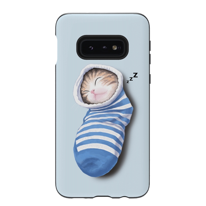Galaxy S10e StrongFit Cat in The Sock by Tummeow