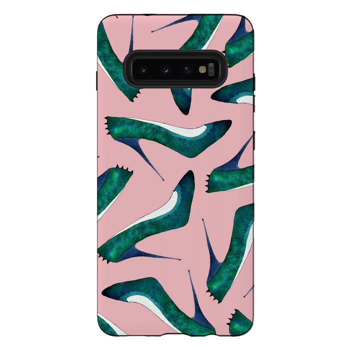 Galaxy S10 plus StrongFit Green With Envy Pink by Amaya Brydon