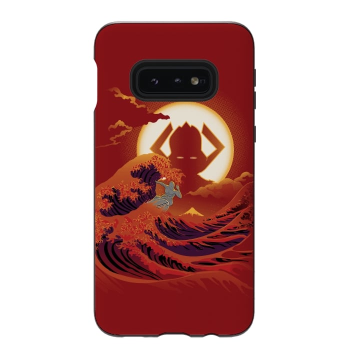Galaxy S10e StrongFit Surfing with the Alien by Samiel Art