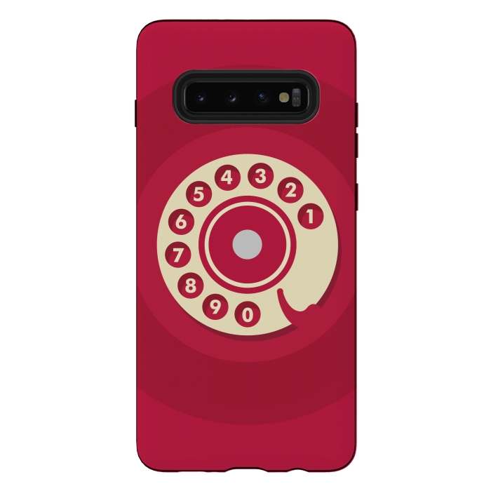 Galaxy S10 plus StrongFit Vintage Red Telephone by Dellán
