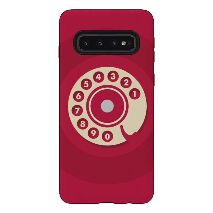 Galaxy S10 StrongFit Vintage Red Telephone by Dellán