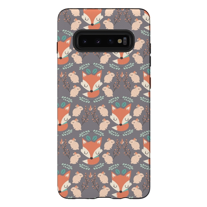 Galaxy S10 plus StrongFit Foxes and bunnies by Maria Jose Da Luz