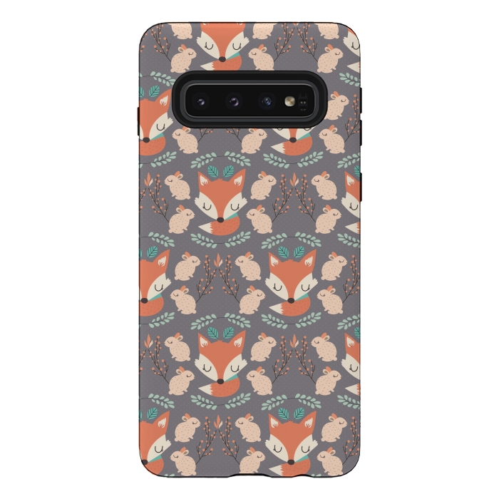 Galaxy S10 StrongFit Foxes and bunnies by Maria Jose Da Luz