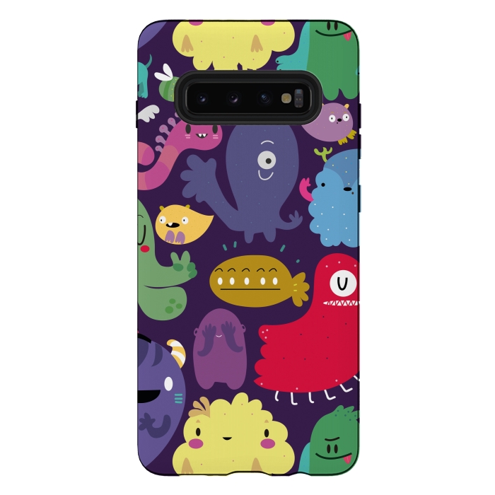 Galaxy S10 plus StrongFit Colorful monsters by Maria Jose Da Luz