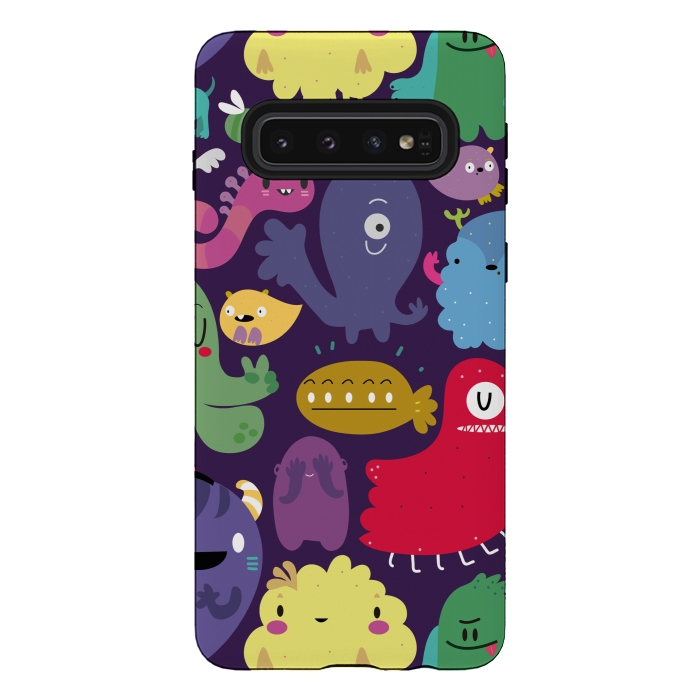 Galaxy S10 StrongFit Colorful monsters by Maria Jose Da Luz