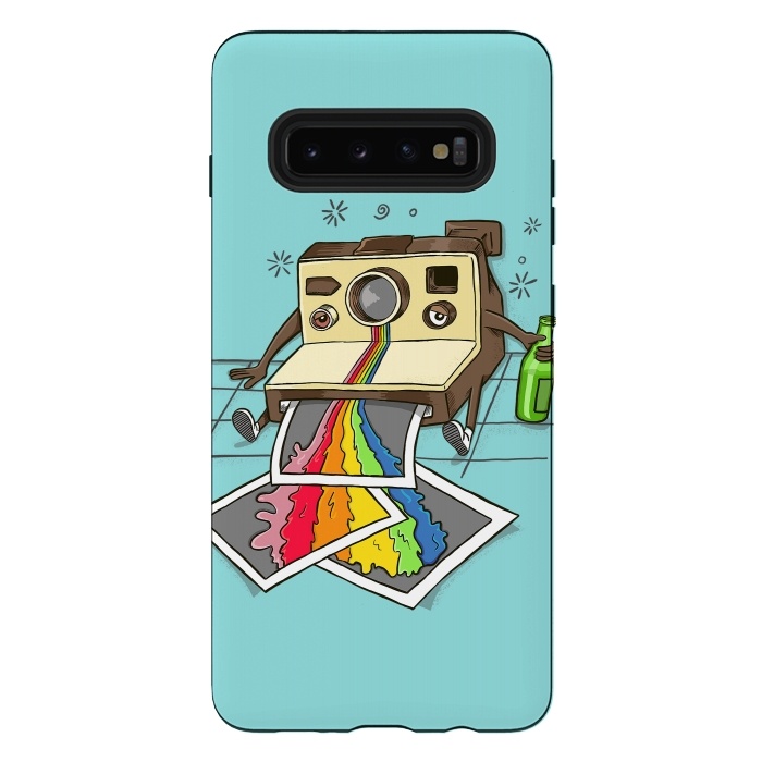 Galaxy S10 plus StrongFit DRUNK CAMERA GREEN by Coffee Man