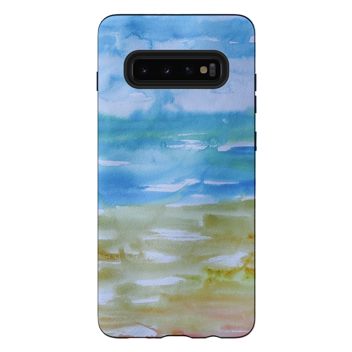 Galaxy S10 plus StrongFit Miami Beach Watercolor #1 by ANoelleJay