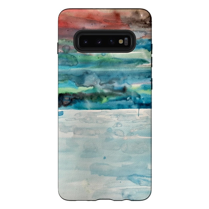 Galaxy S10 plus StrongFit Miami Beach Watercolor #5 by ANoelleJay