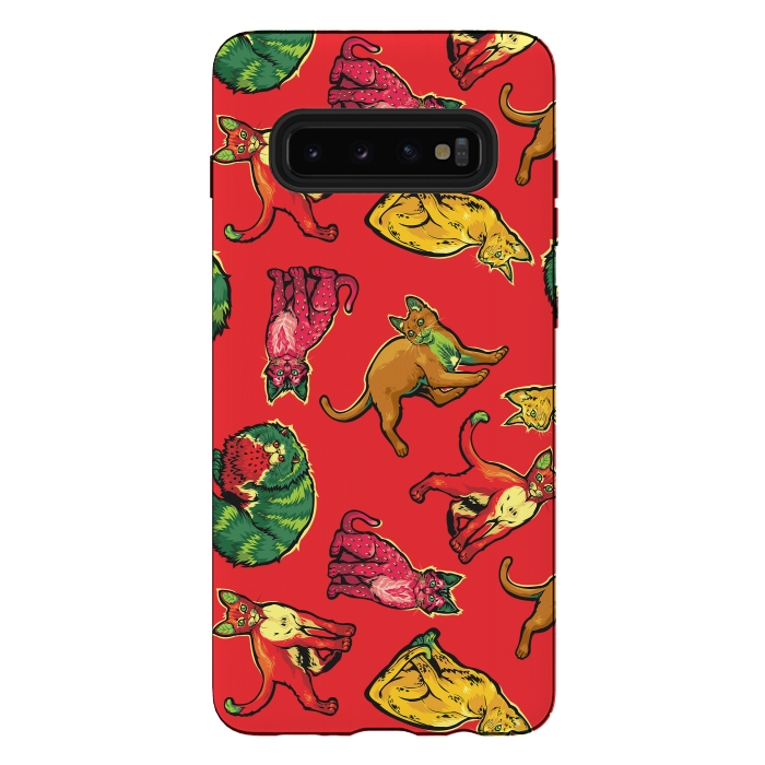Galaxy S10 plus StrongFit Fruit Cats by Draco
