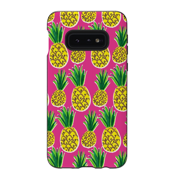 Galaxy S10e StrongFit Painted pineapples by Laura Grant