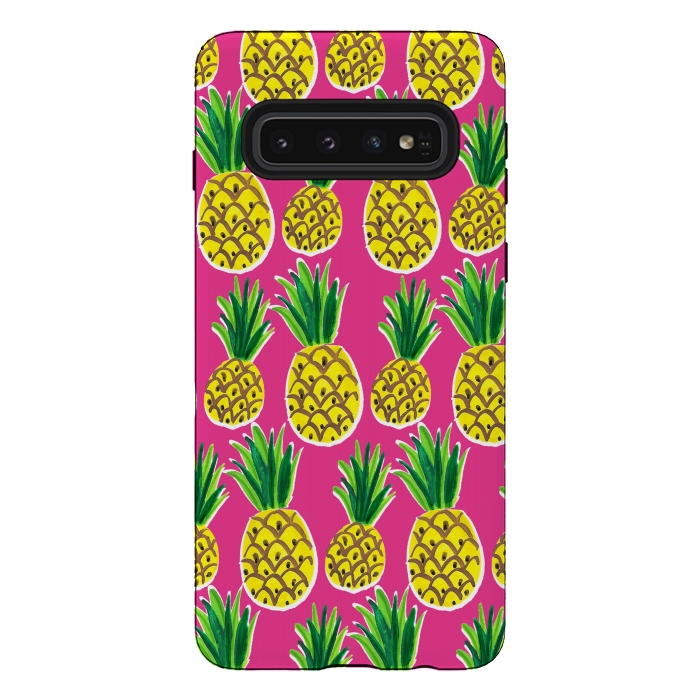 Galaxy S10 StrongFit Painted pineapples by Laura Grant