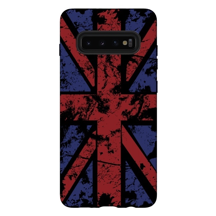 Galaxy S10 plus StrongFit Grunge UK Flag Black by Sitchko