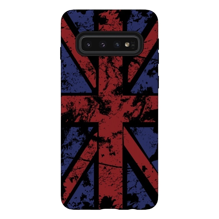 Galaxy S10 StrongFit Grunge UK Flag Black by Sitchko