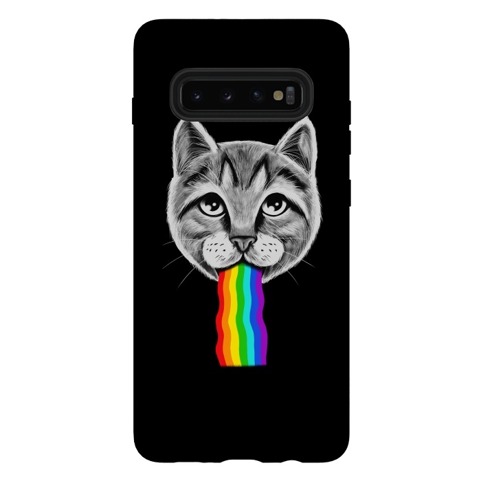 Galaxy S10 plus StrongFit Cat rainbow by Coffee Man