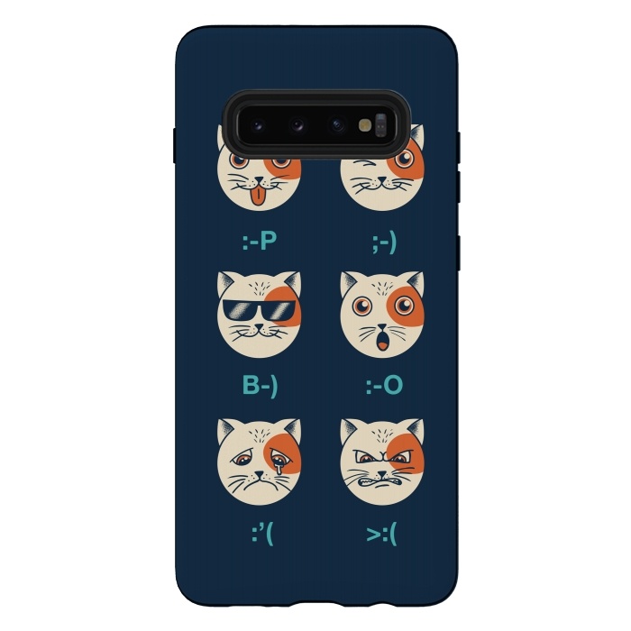 Galaxy S10 plus StrongFit Cat Emoticon by Coffee Man