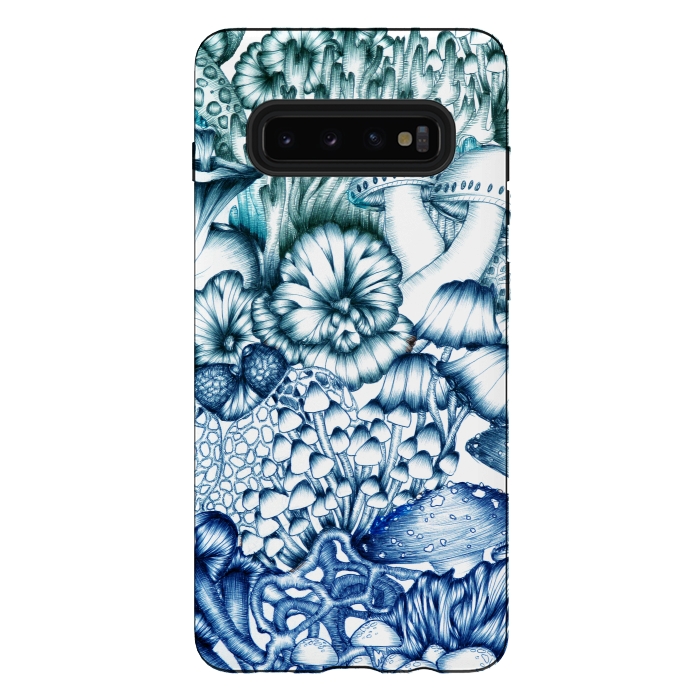 Galaxy S10 plus StrongFit A Medley of Mushrooms in Blue by ECMazur 