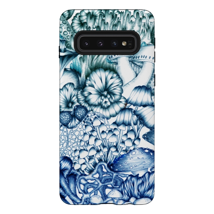 Galaxy S10 StrongFit A Medley of Mushrooms in Blue by ECMazur 