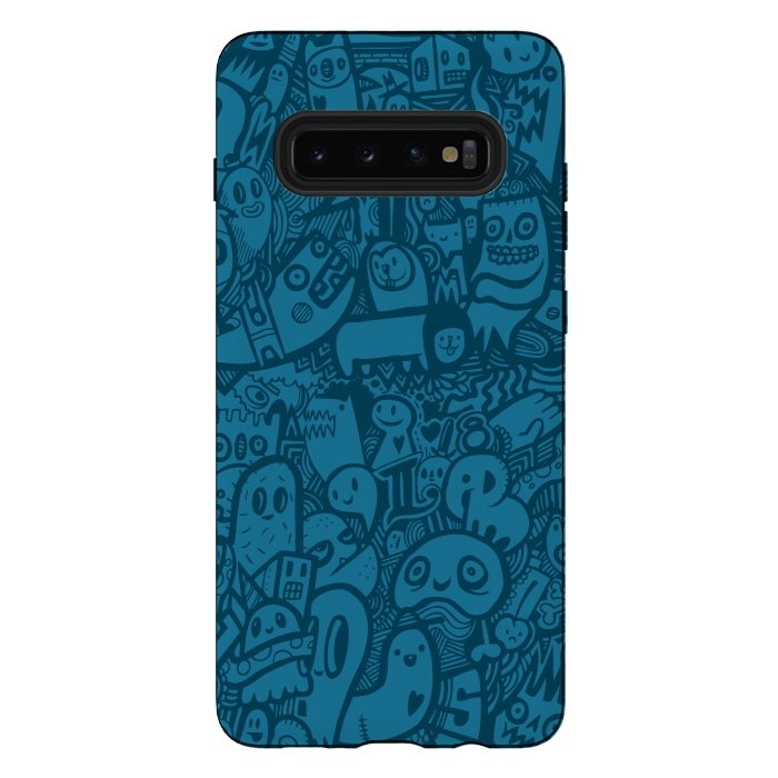 Galaxy S10 plus StrongFit Blue Doodle by Wotto