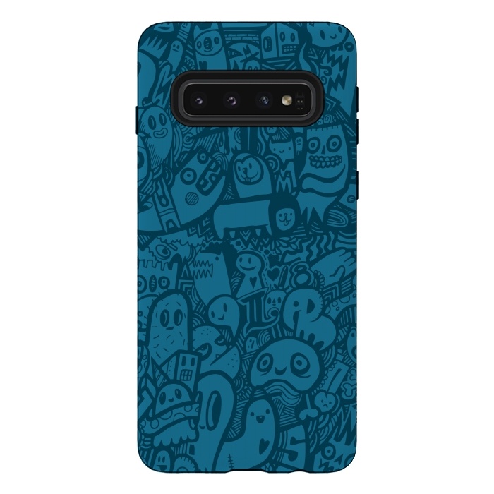 Galaxy S10 StrongFit Blue Doodle by Wotto