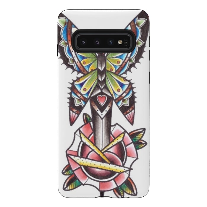 Galaxy S10 StrongFit Butterfly dagger rose by Evaldas Gulbinas 