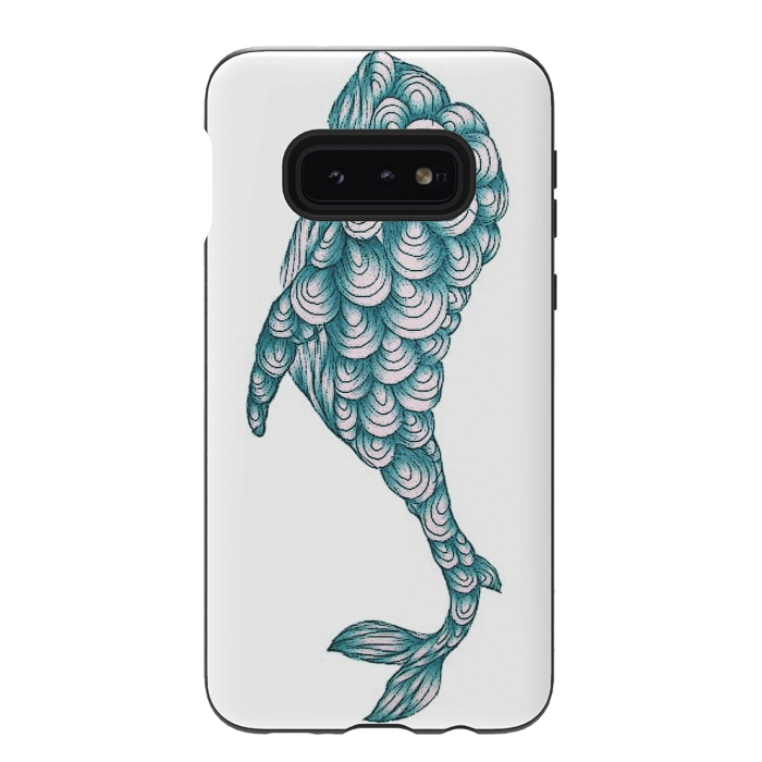 Galaxy S10e StrongFit Turquoise Whale by ECMazur 