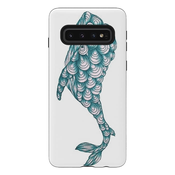 Galaxy S10 StrongFit Turquoise Whale by ECMazur 