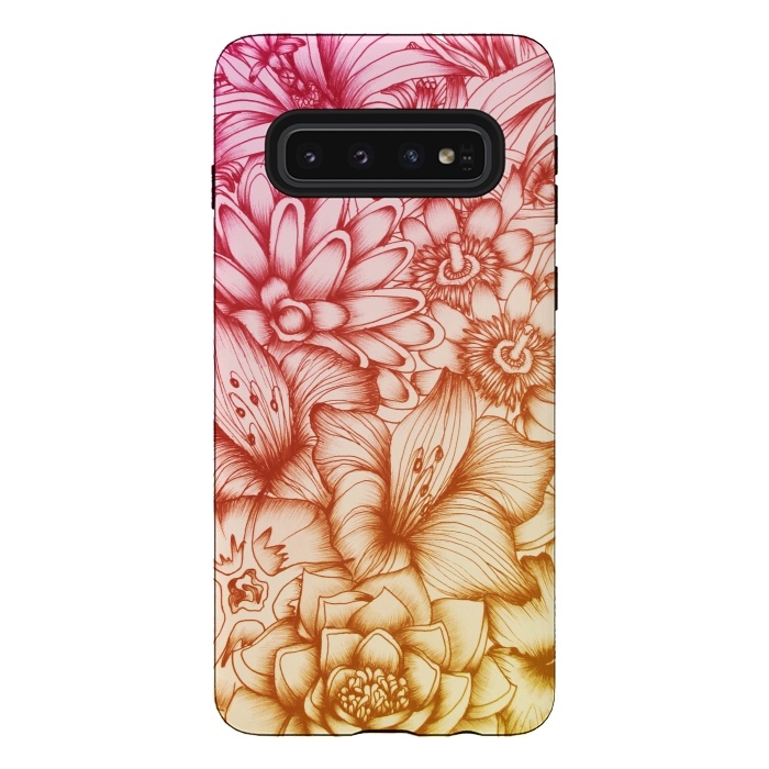 Galaxy S10 StrongFit Tropical Flowers by ECMazur 
