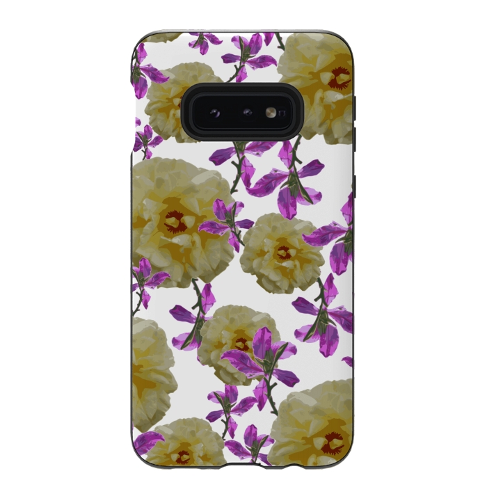 Galaxy S10e StrongFit Flowers + Purple Vines by Zala Farah