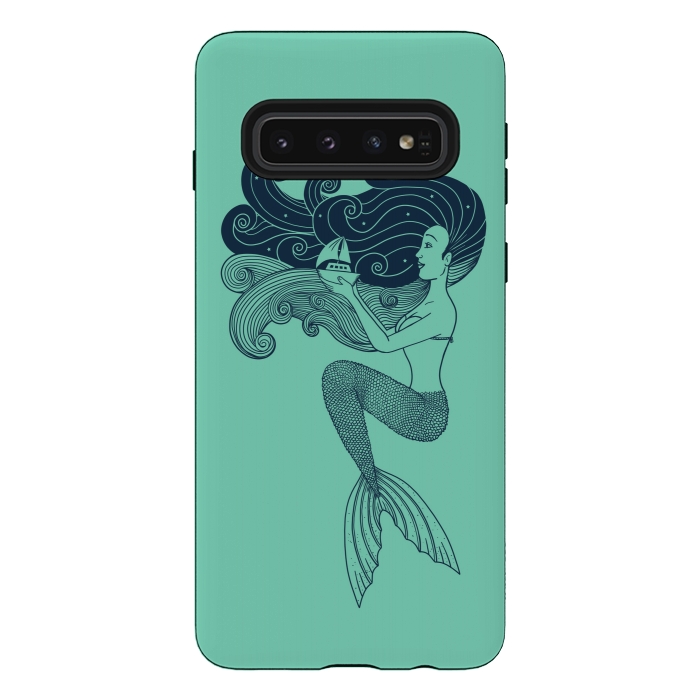 Galaxy S10 StrongFit Mermaid Night green by Coffee Man