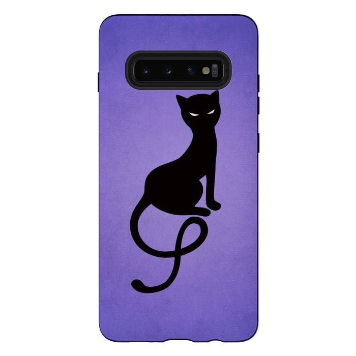 Galaxy S10 plus StrongFit Purple Gracious Evil Black Cat by Boriana Giormova