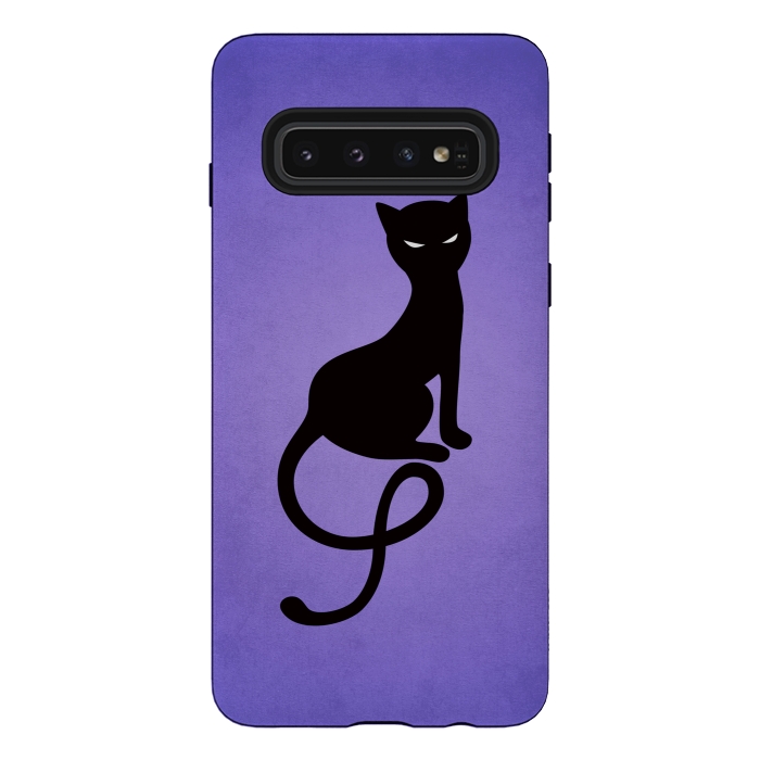 Galaxy S10 StrongFit Purple Gracious Evil Black Cat by Boriana Giormova