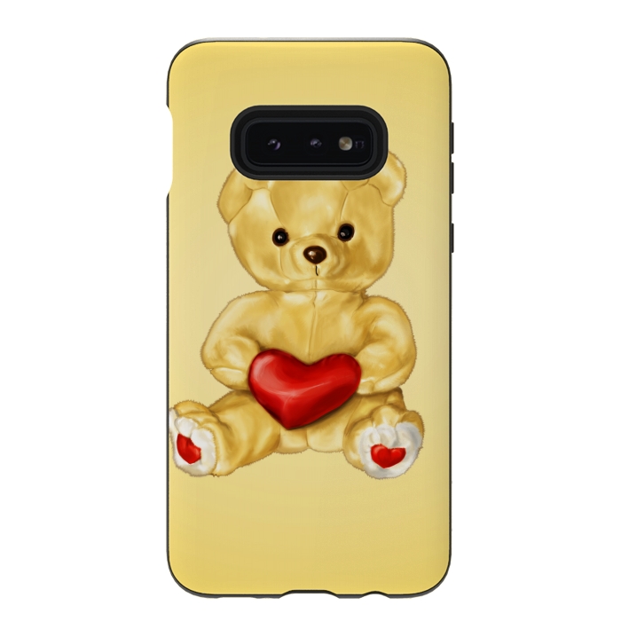 Galaxy S10e StrongFit Cute Teddy Bear Hypnotist With Heart by Boriana Giormova