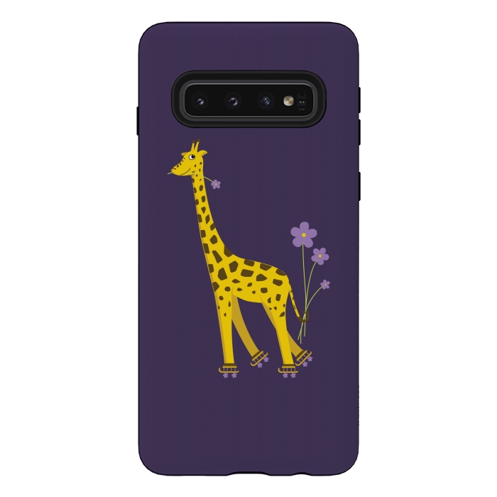 Galaxy S10 StrongFit Cute Funny Rollerskating Giraffe by Boriana Giormova