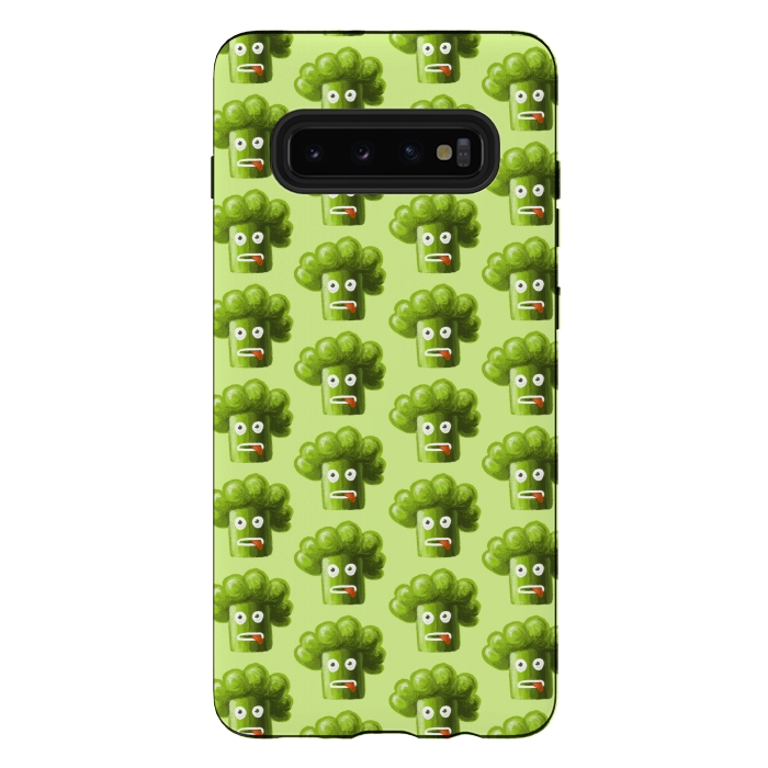 Galaxy S10 plus StrongFit Funny Broccoli Pattern by Boriana Giormova