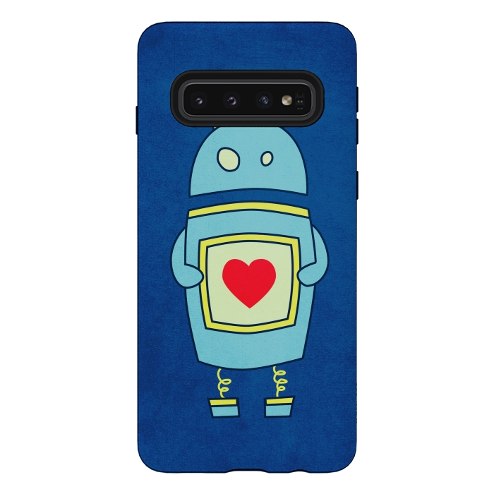 Galaxy S10 StrongFit Clumsy Cute Robot With Heart by Boriana Giormova