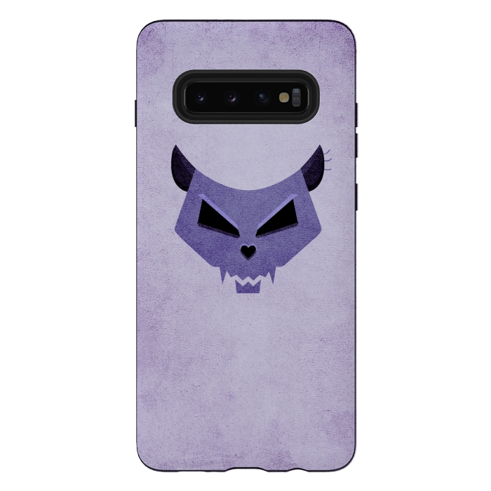 Galaxy S10 plus StrongFit Purple Evil Cat Skull by Boriana Giormova