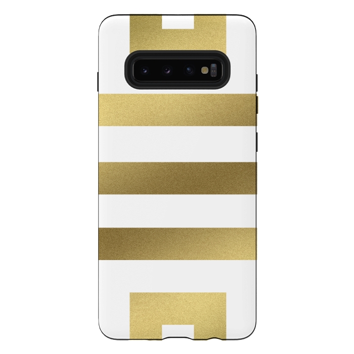 Galaxy S10 plus StrongFit Gold Stripes by Caitlin Workman