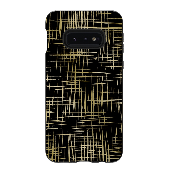 Galaxy S10e StrongFit Crosshatch Black by Caitlin Workman