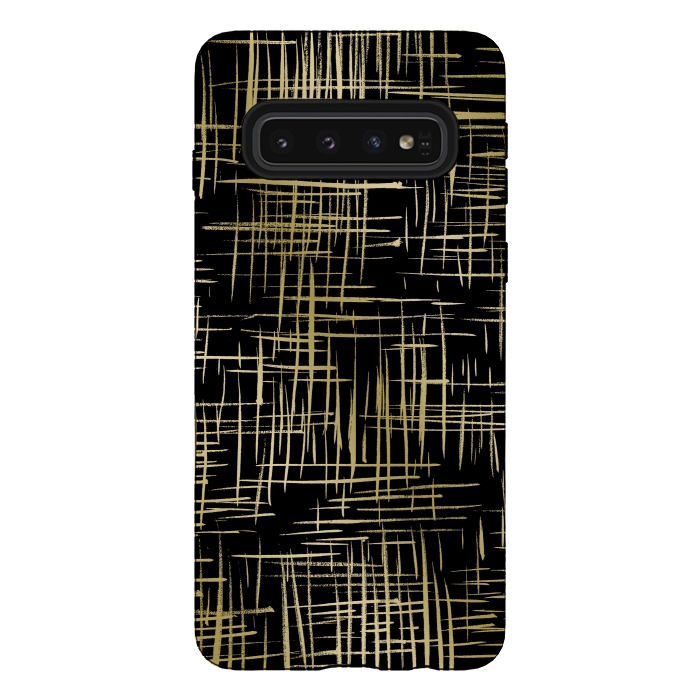 Galaxy S10 StrongFit Crosshatch Black by Caitlin Workman