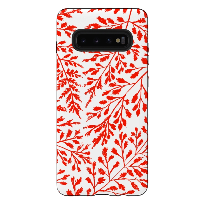 Galaxy S10 plus StrongFit Foliage Red by Caitlin Workman