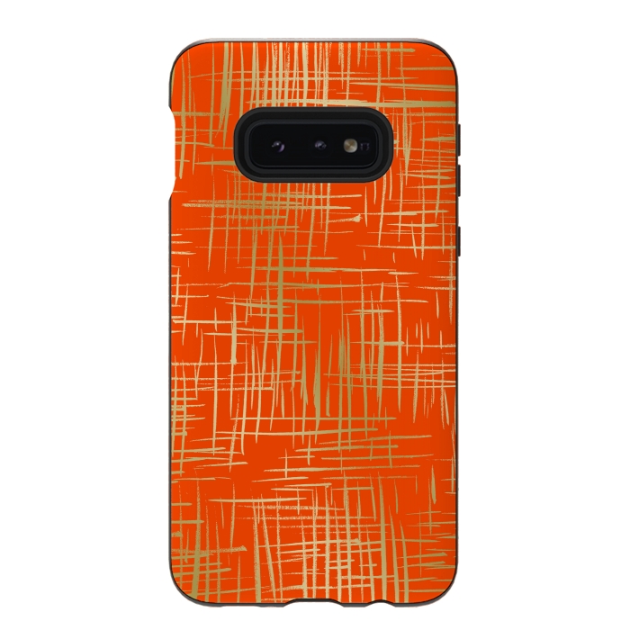 Galaxy S10e StrongFit Crosshatch Red by Caitlin Workman