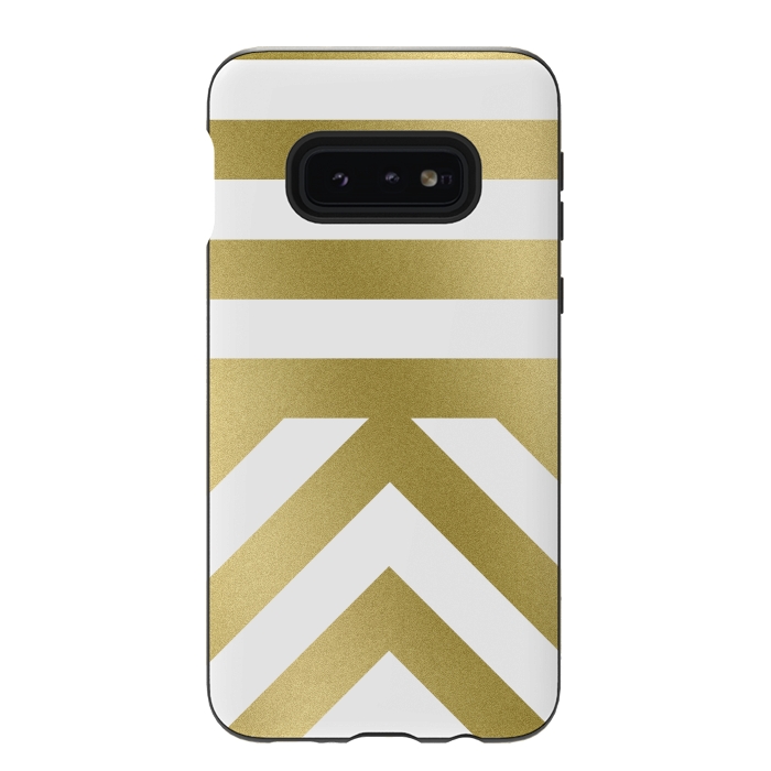 Galaxy S10e StrongFit Gold Chevron Stripes by Caitlin Workman