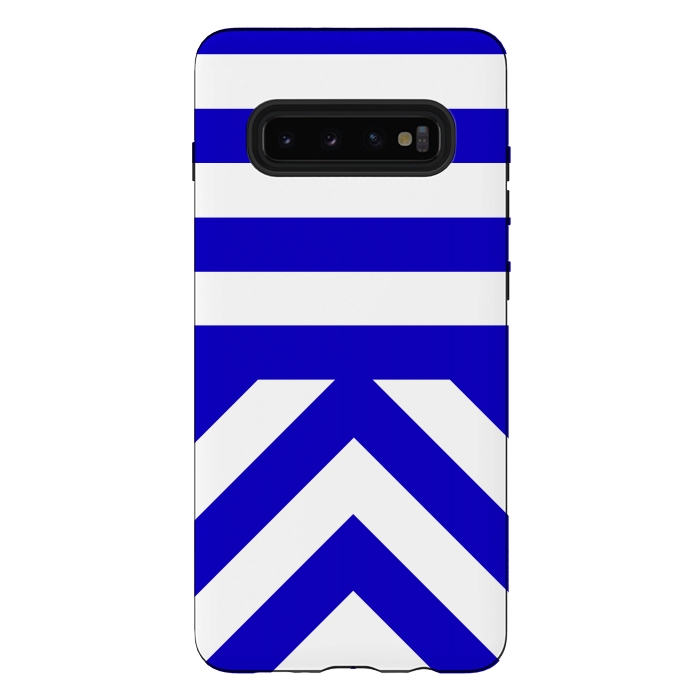 Galaxy S10 plus StrongFit Blue Stripes by Caitlin Workman